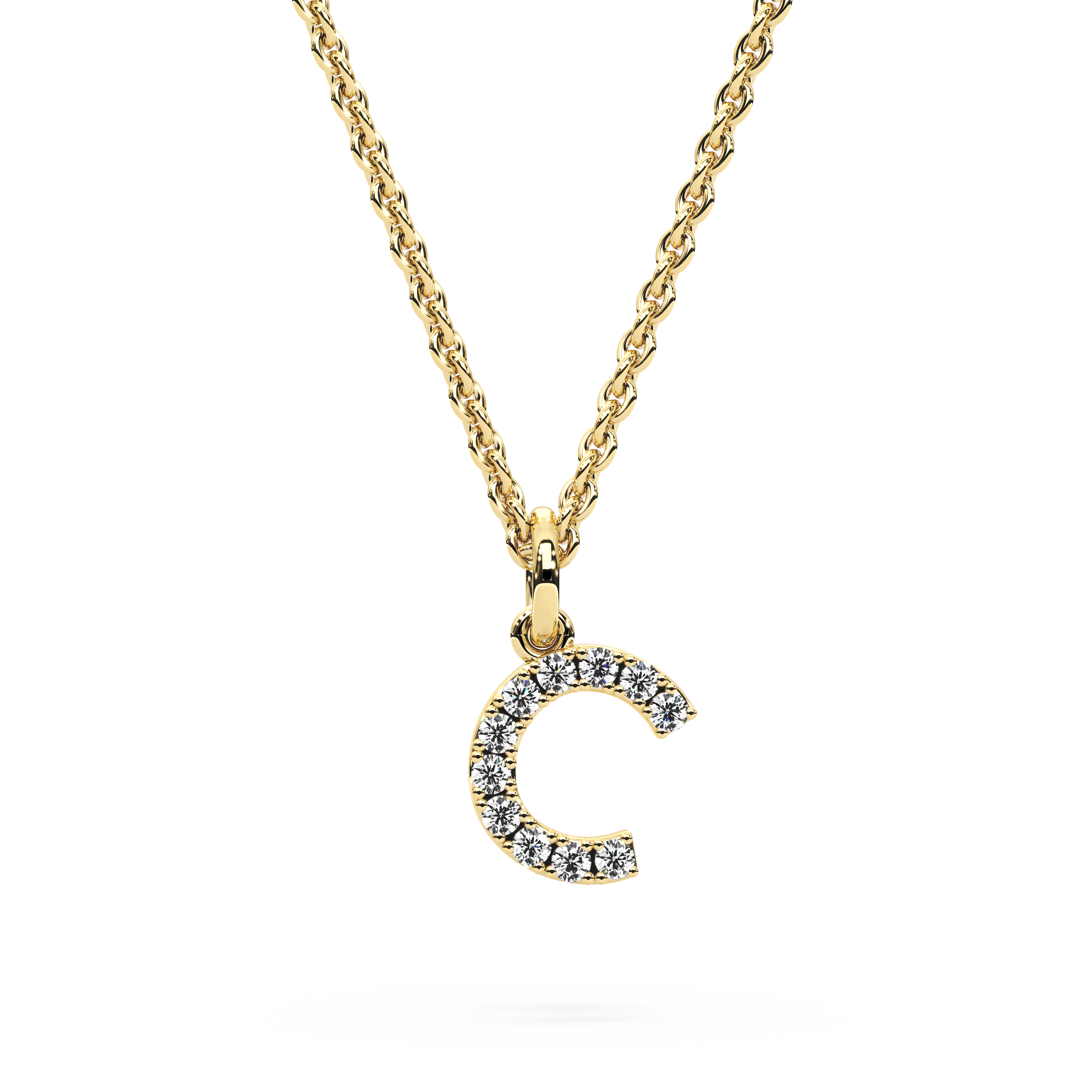 &quot;C&quot; Diamond Initial Pendant