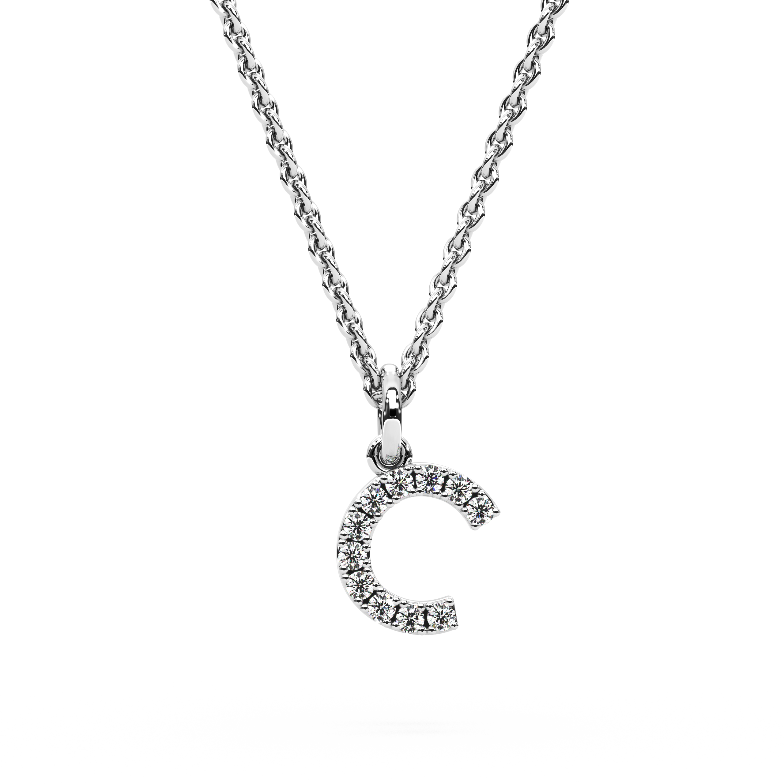 &quot;C&quot; Diamond Initial Pendant - 10mm
