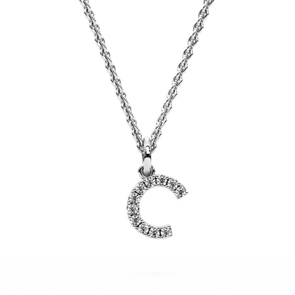 &quot;C&quot; Diamond Initial Pendant - 10mm