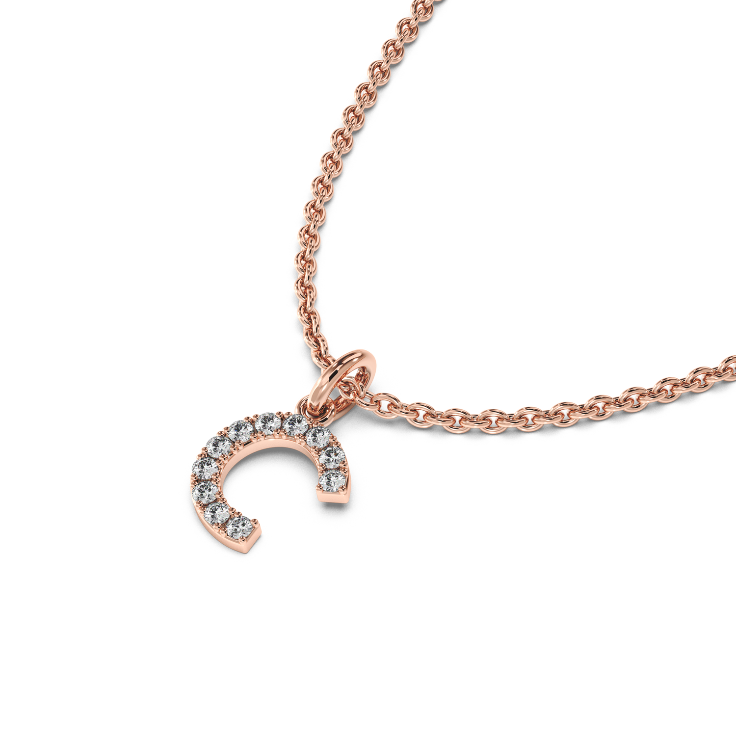 &quot;C&quot; Diamond Initial Pendant