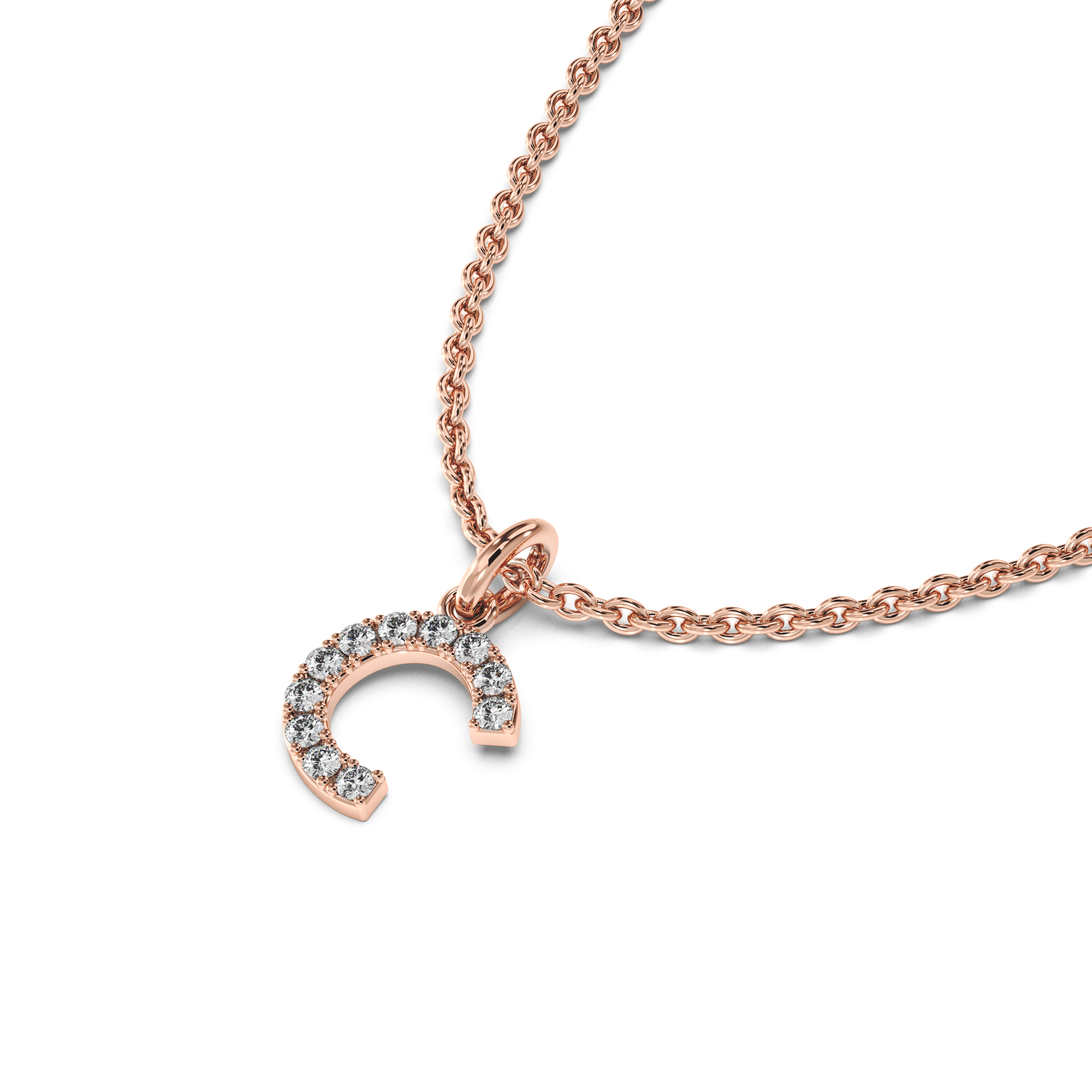 &quot;C&quot; Diamond Initial Pendant