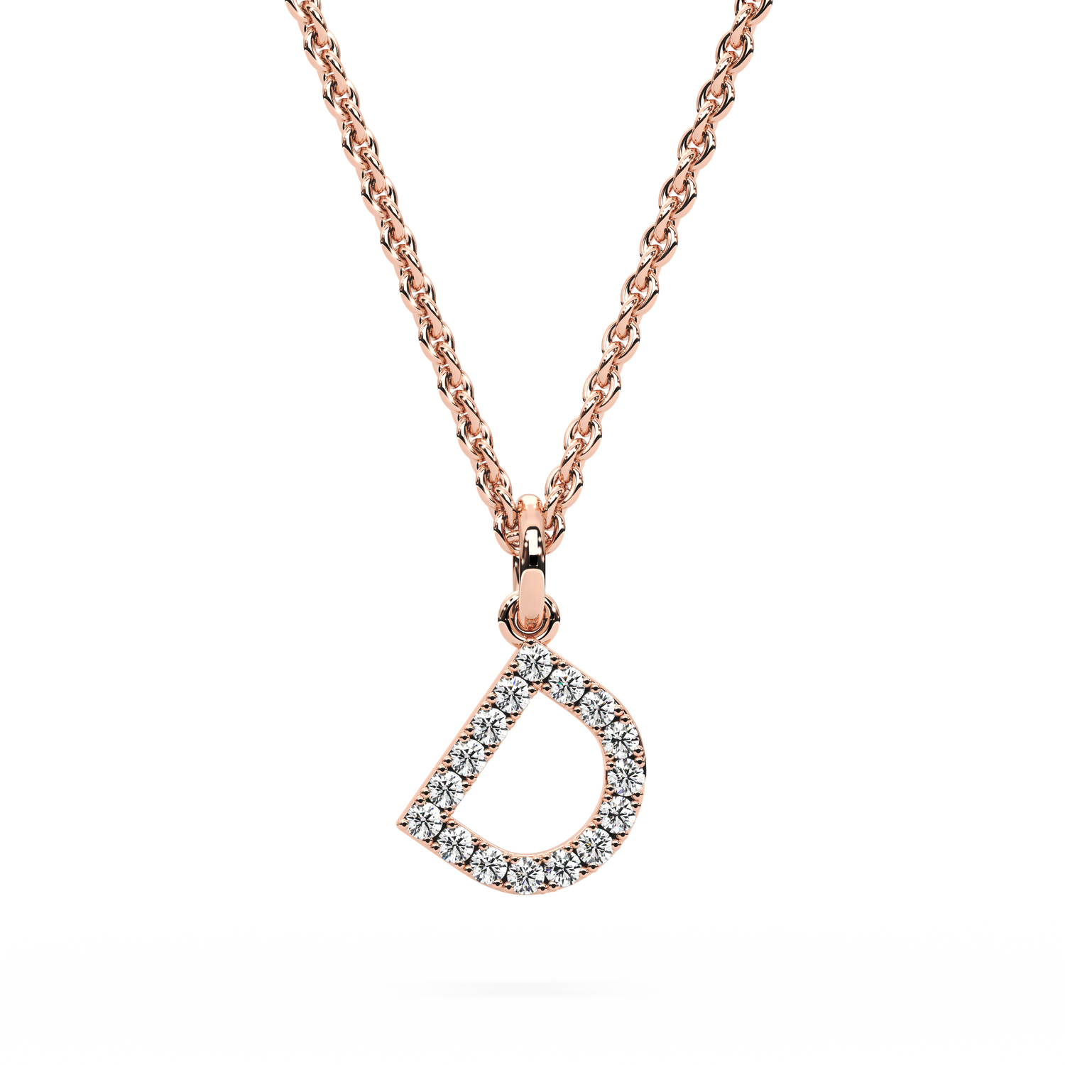 &quot;D&quot; Diamond Initial Pendant - 10mm