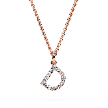 &quot;D&quot; Diamond Initial Pendant - 10mm