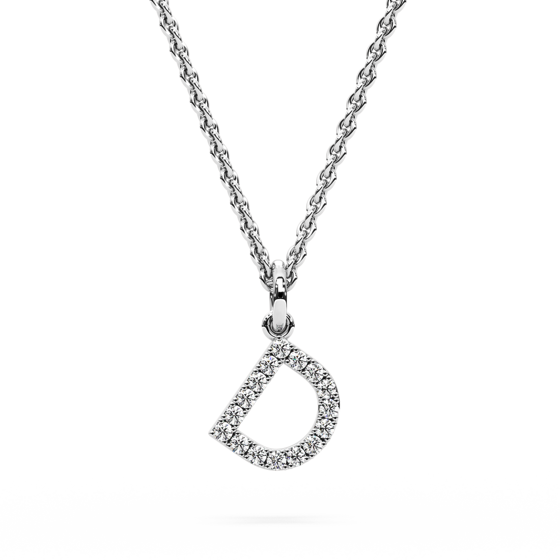 &quot;D&quot; Diamond Initial Pendant - 10mm