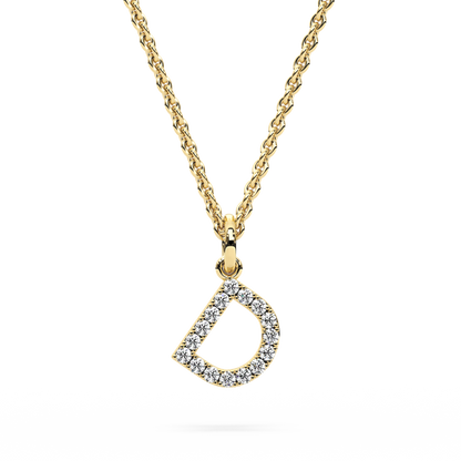 &quot;D&quot; Diamond Initial Pendant - 10mm