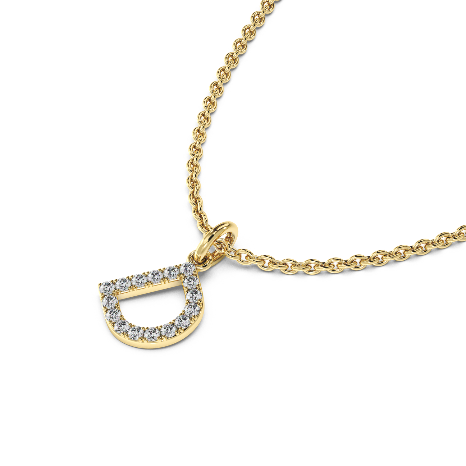 &quot;D&quot; Diamond Initial Pendant - 10mm