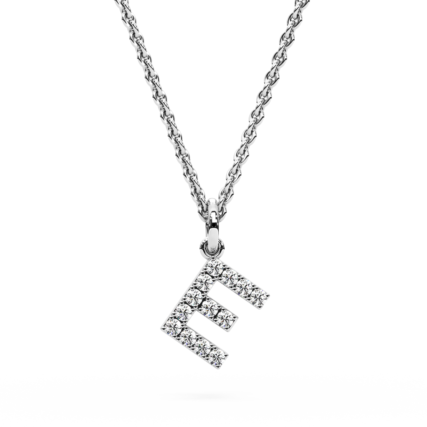 &quot;E&quot; Diamond Initial Pendant - 10mm