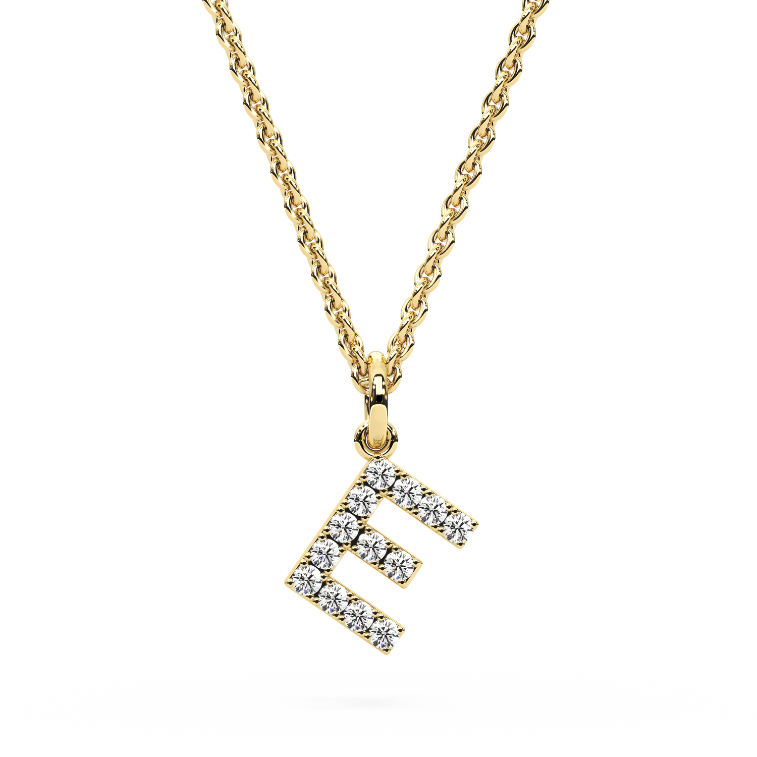&quot;E&quot; Diamond Initial Pendant