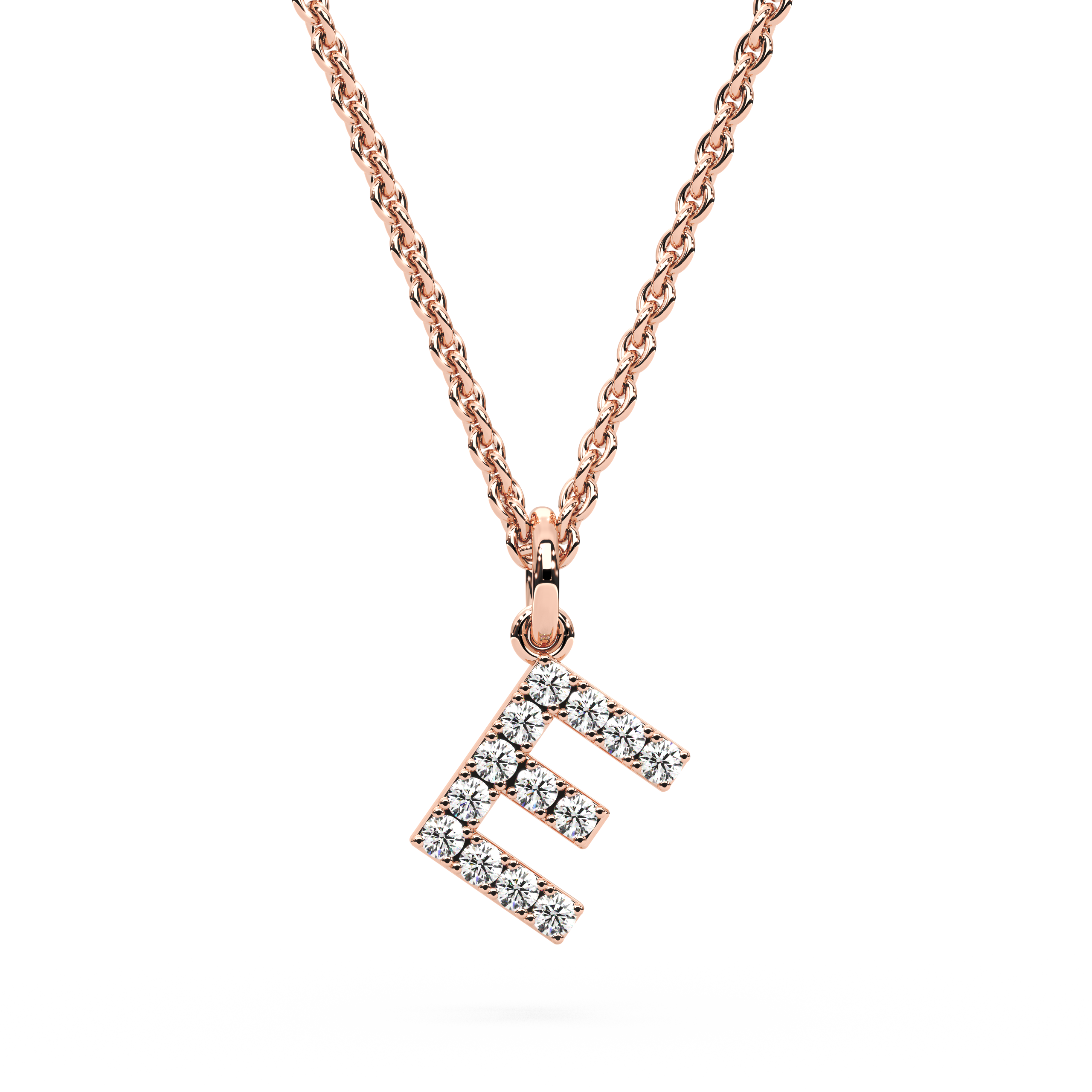 "E" Diamond Initial Pendant