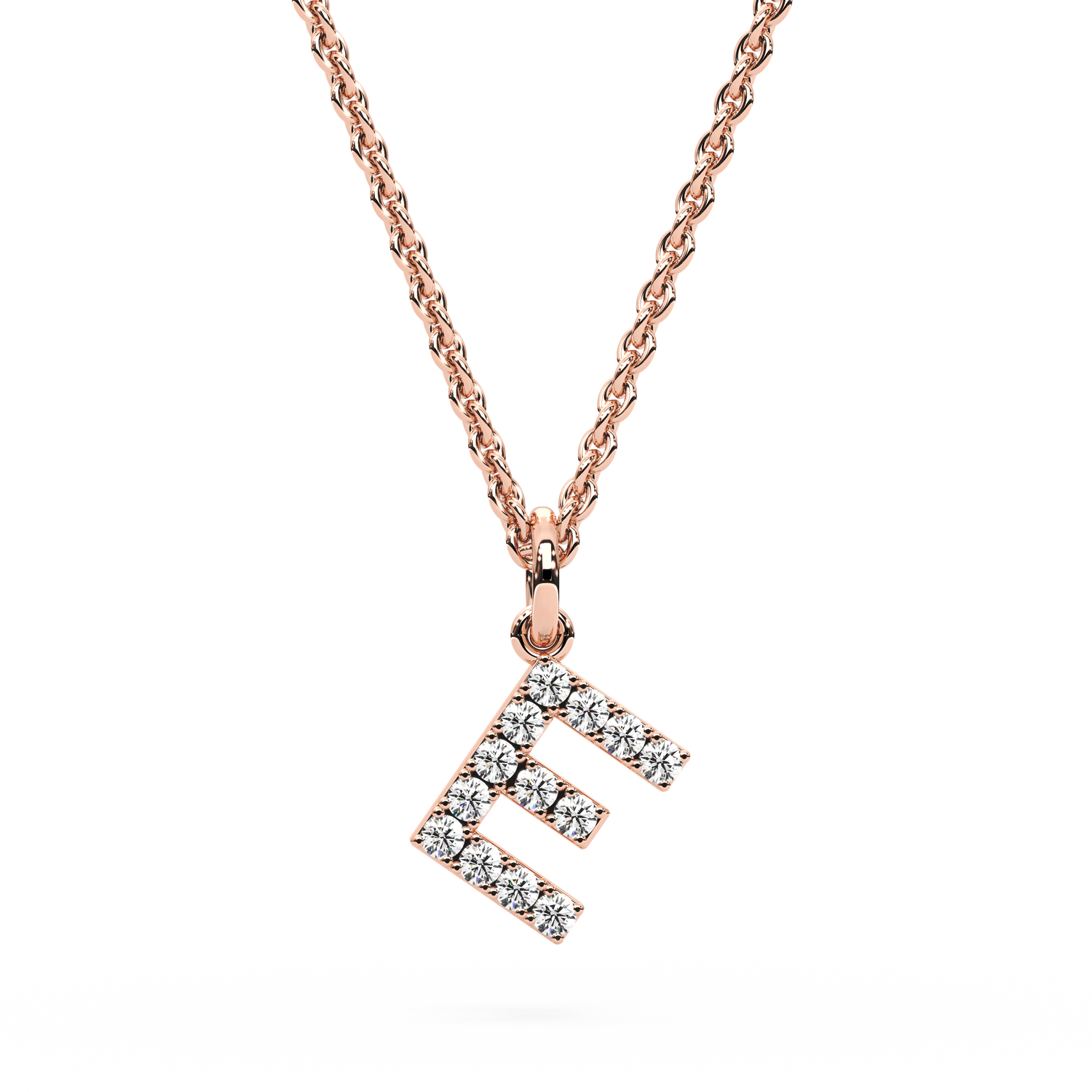 &quot;E&quot; Diamond Initial Pendant - 10mm