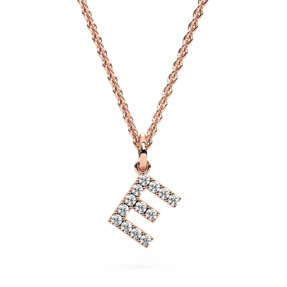 &quot;E&quot; Diamond Initial Pendant - 10mm