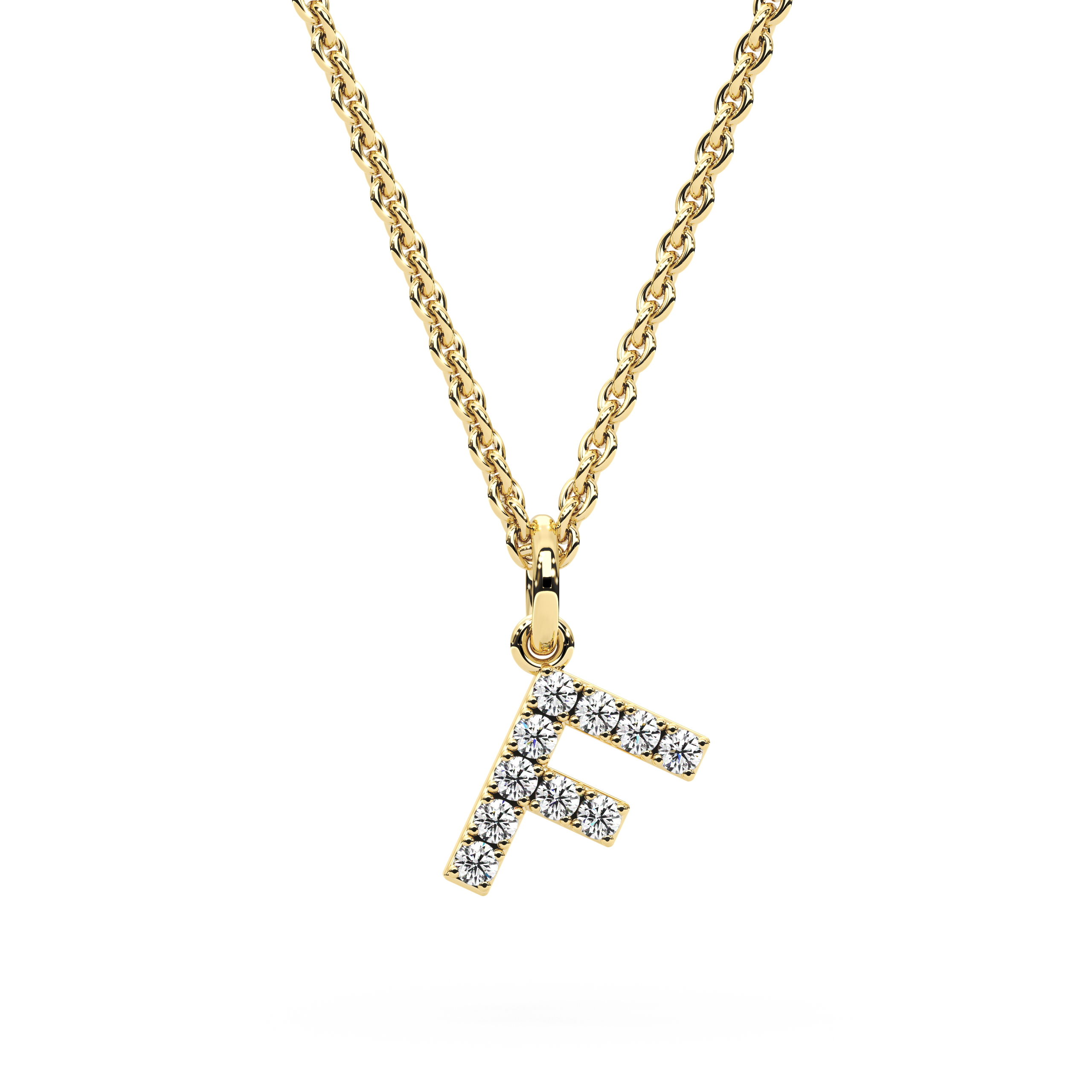"F" Diamond Initial Pendant