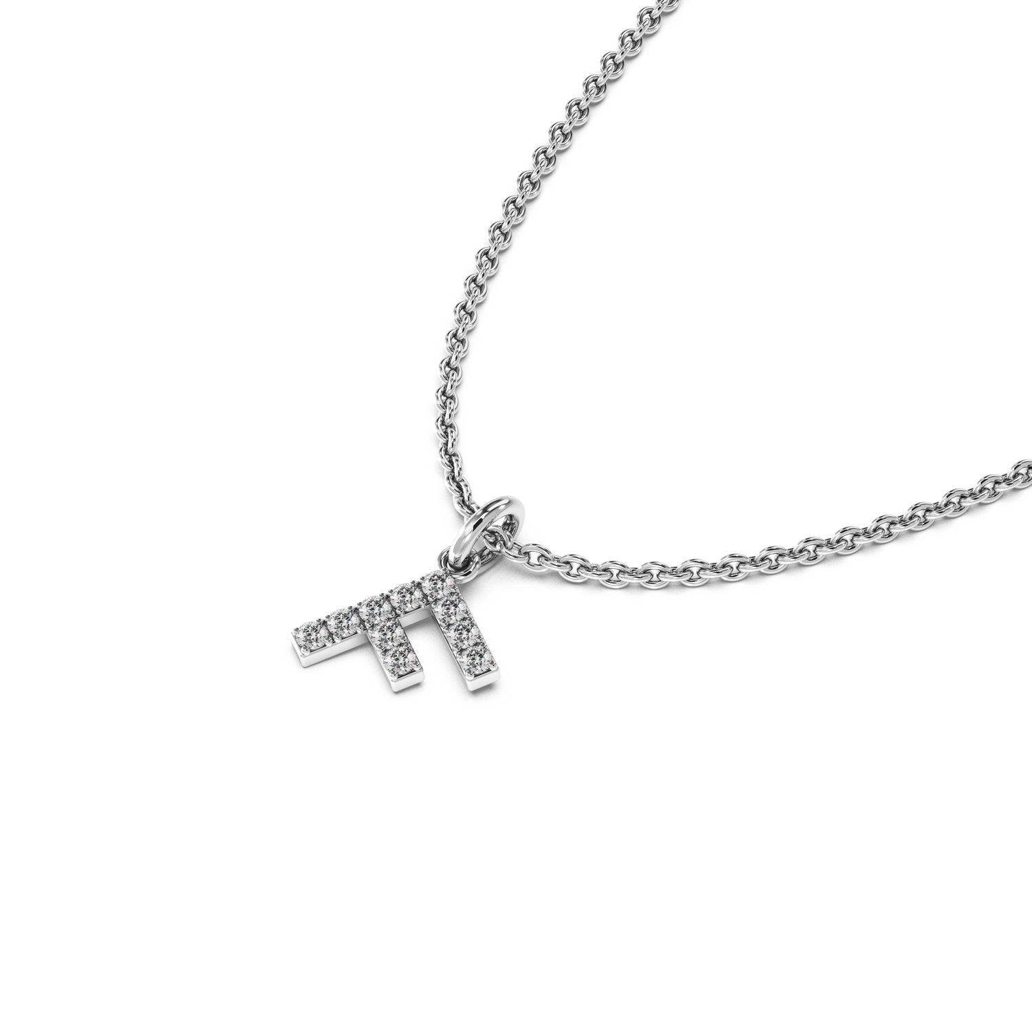 &quot;F&quot; Diamond Initial Pendant - 10mm
