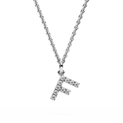 &quot;F&quot; Diamond Initial Pendant - 10mm