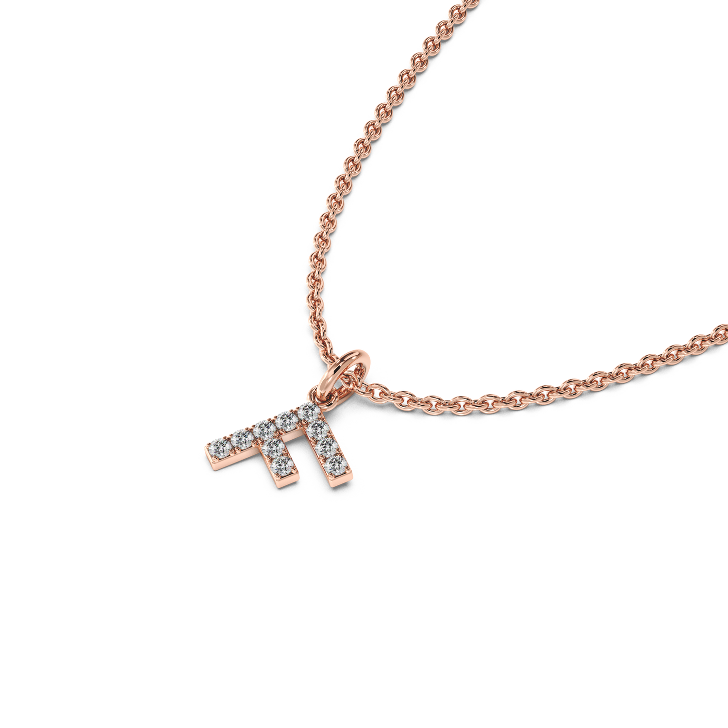 &quot;F&quot; Diamond Initial Pendant - 10mm