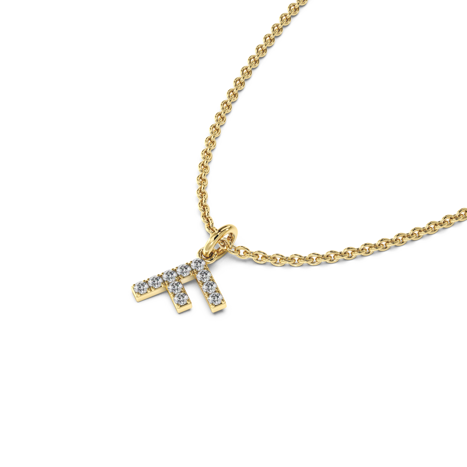 &quot;F&quot; Diamond Initial Pendant - 10mm