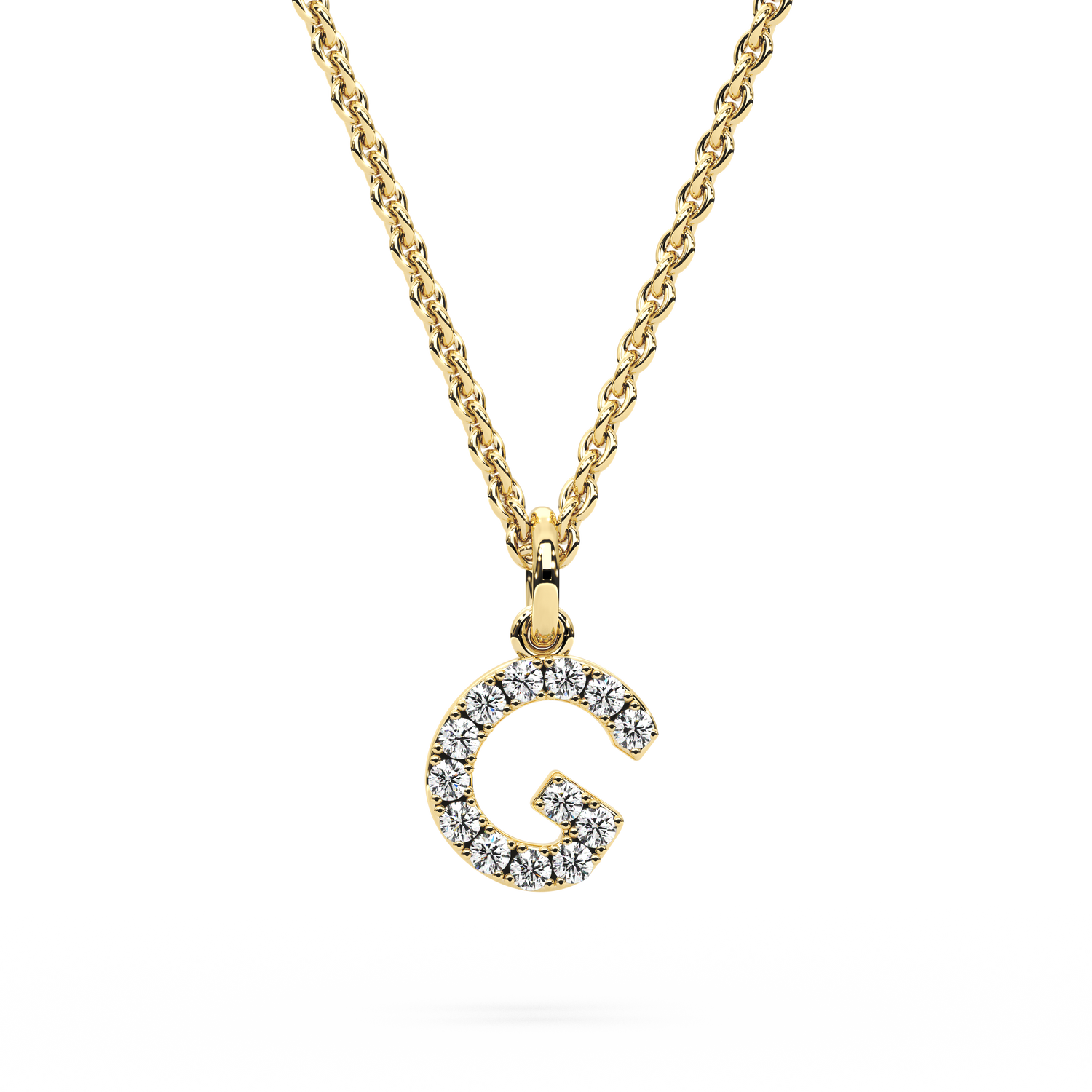&quot;G&quot; Diamond Initial Pendant - 10mm