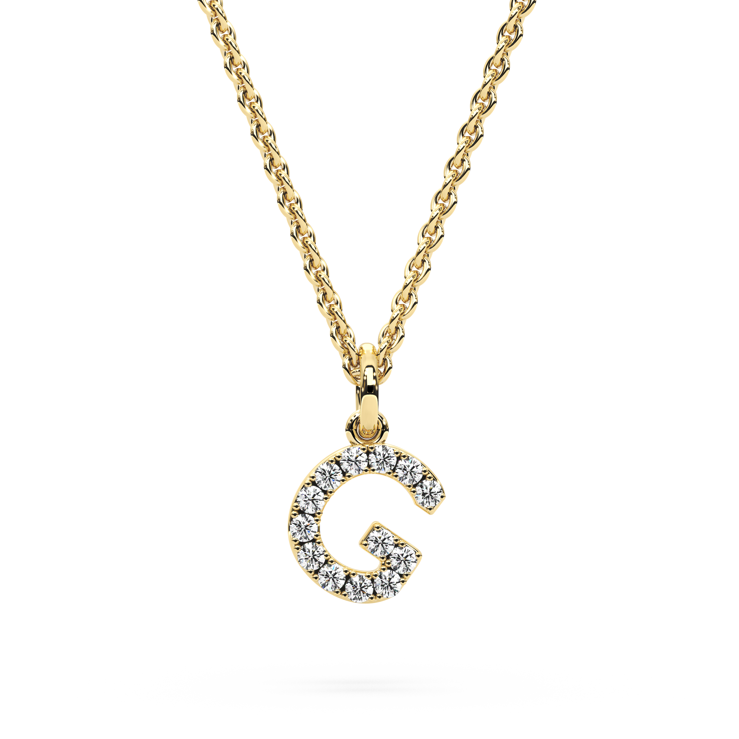 &quot;G&quot; Diamond Initial Pendant - 10mm