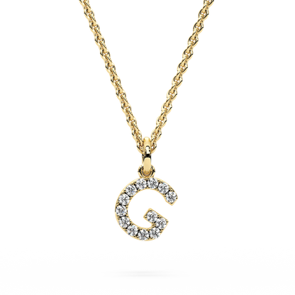 &quot;G&quot; Diamond Initial Pendant - 10mm