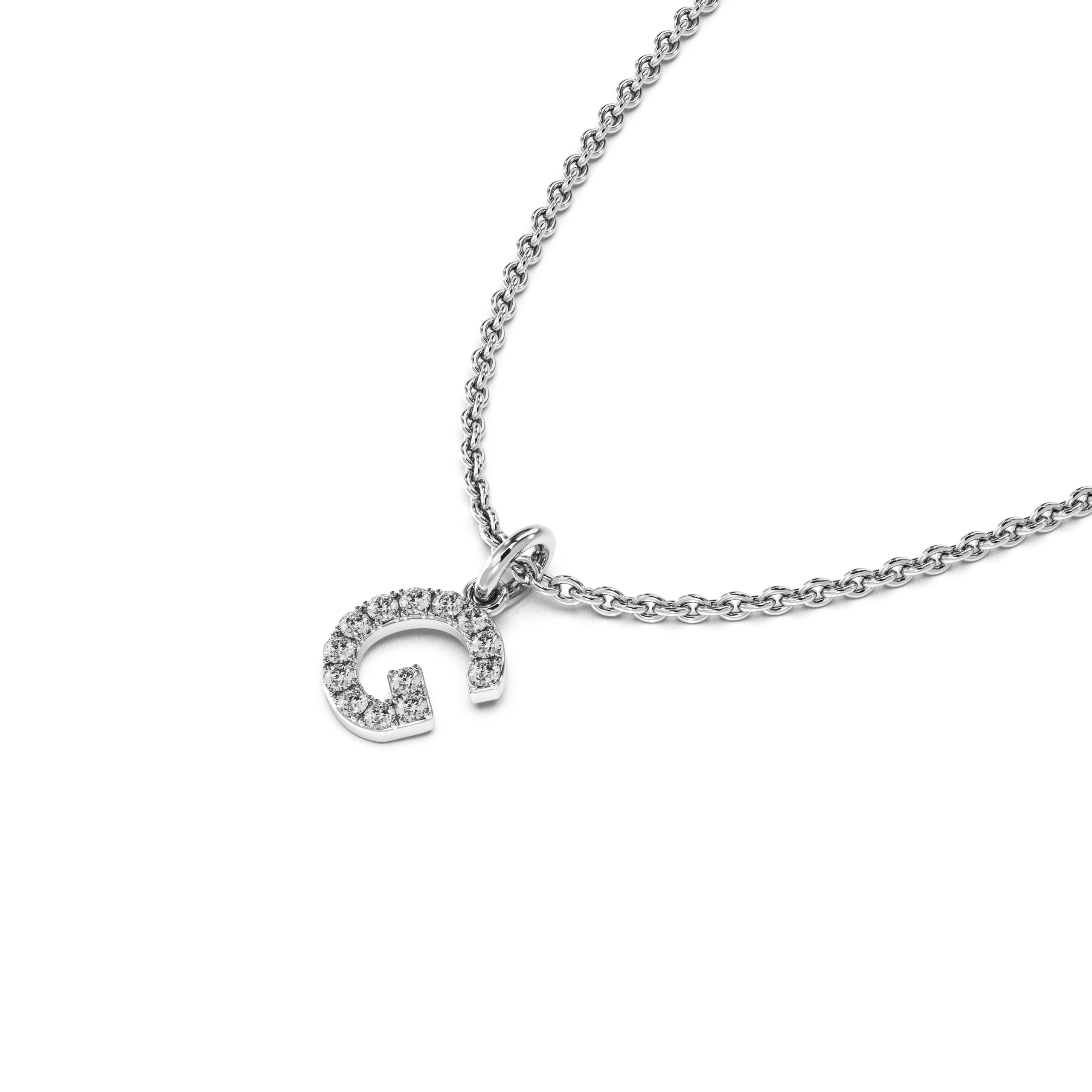 &quot;G&quot; Diamond Initial Pendant - 10mm