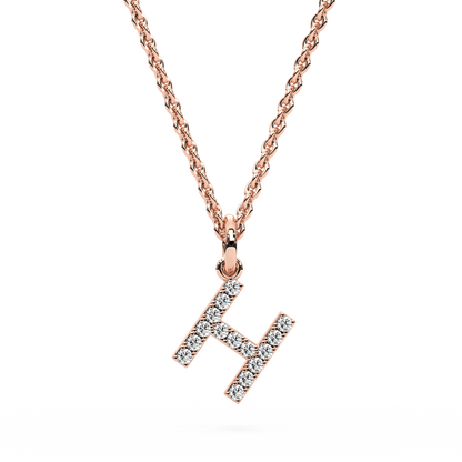 &quot;H&quot; Diamond Initial Pendant - 10mm