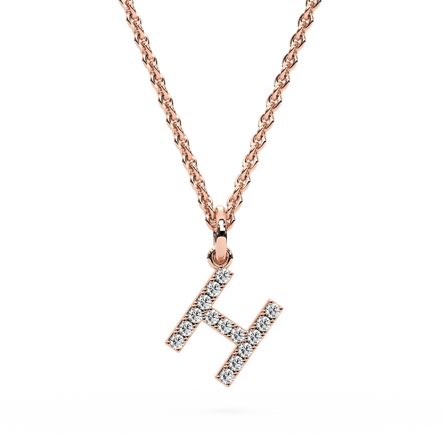 &quot;H&quot; Diamond Initial Pendant