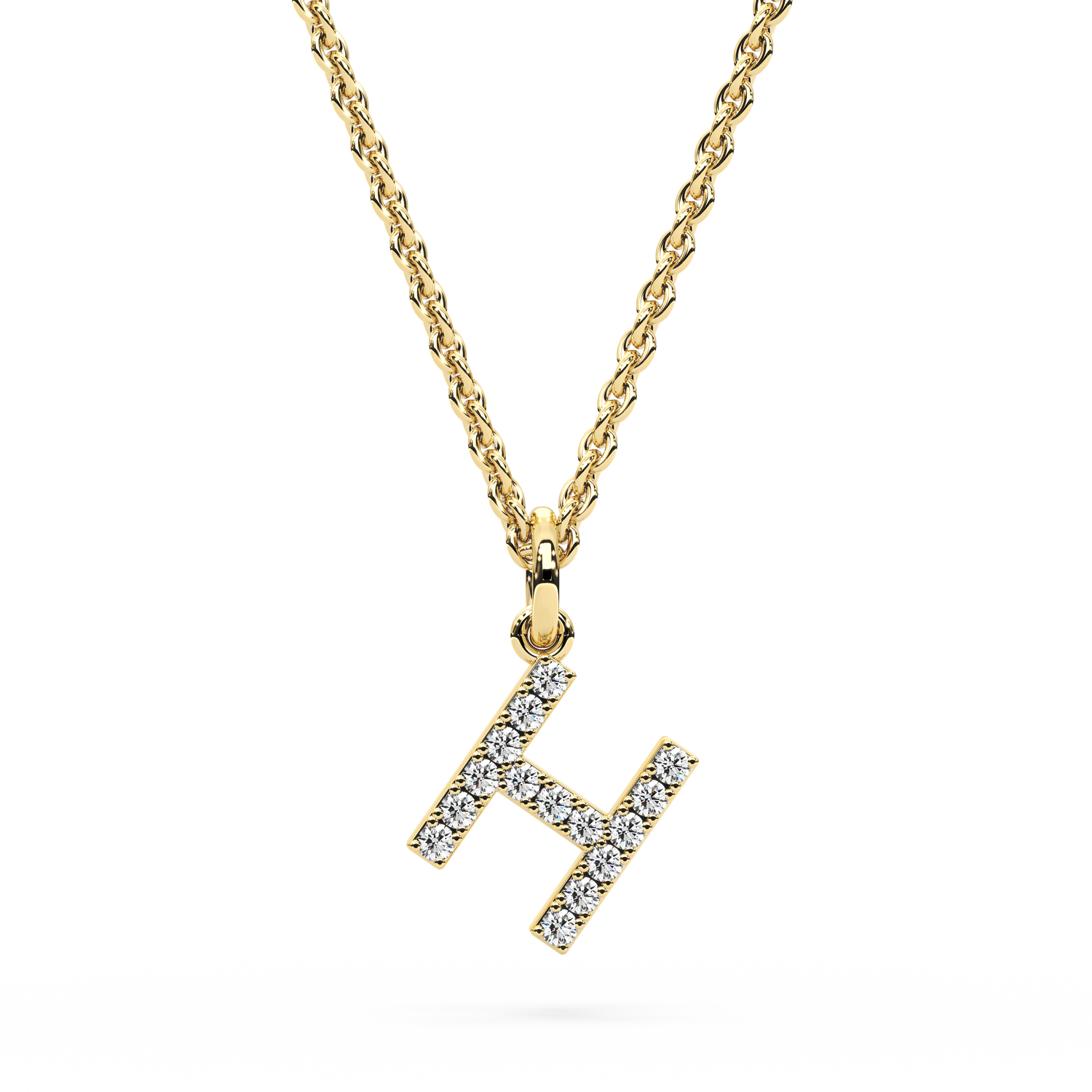 &quot;H&quot; Diamond Initial Pendant