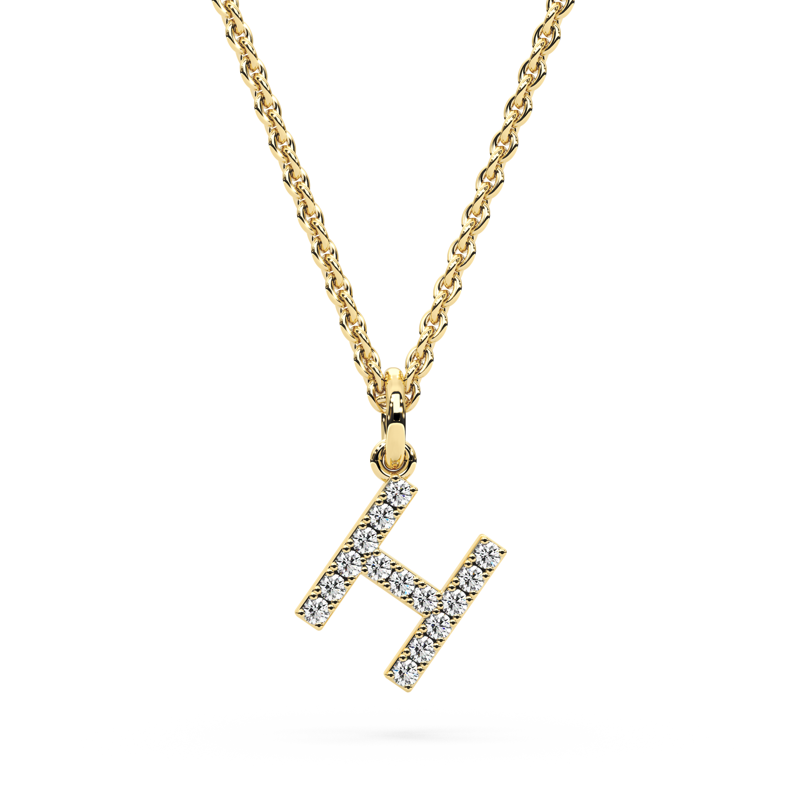 &quot;H&quot; Diamond Initial Pendant