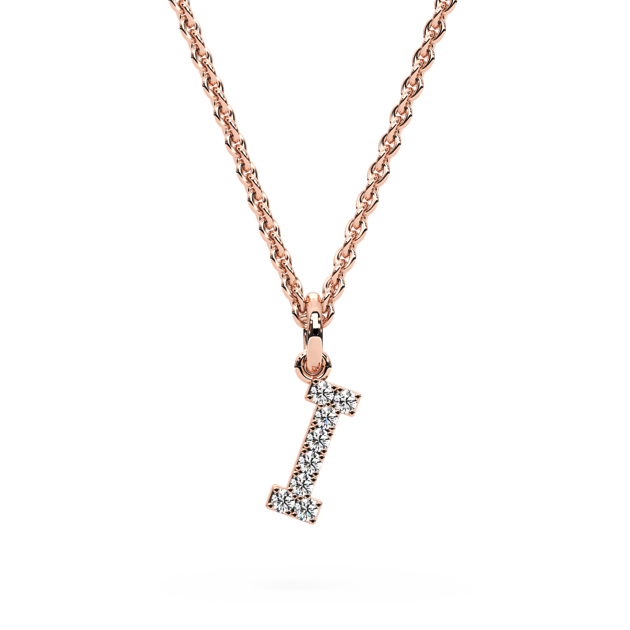&quot;I&quot; Diamond Initial Pendant