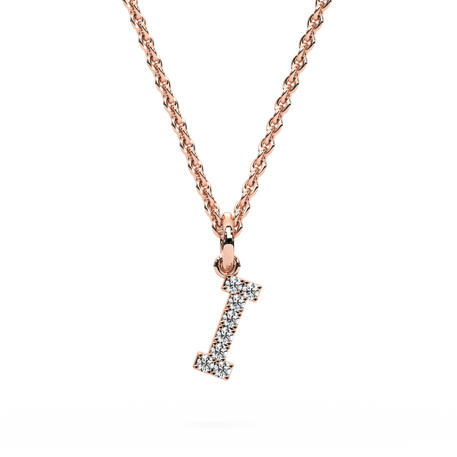 "I" Diamond Initial Pendant