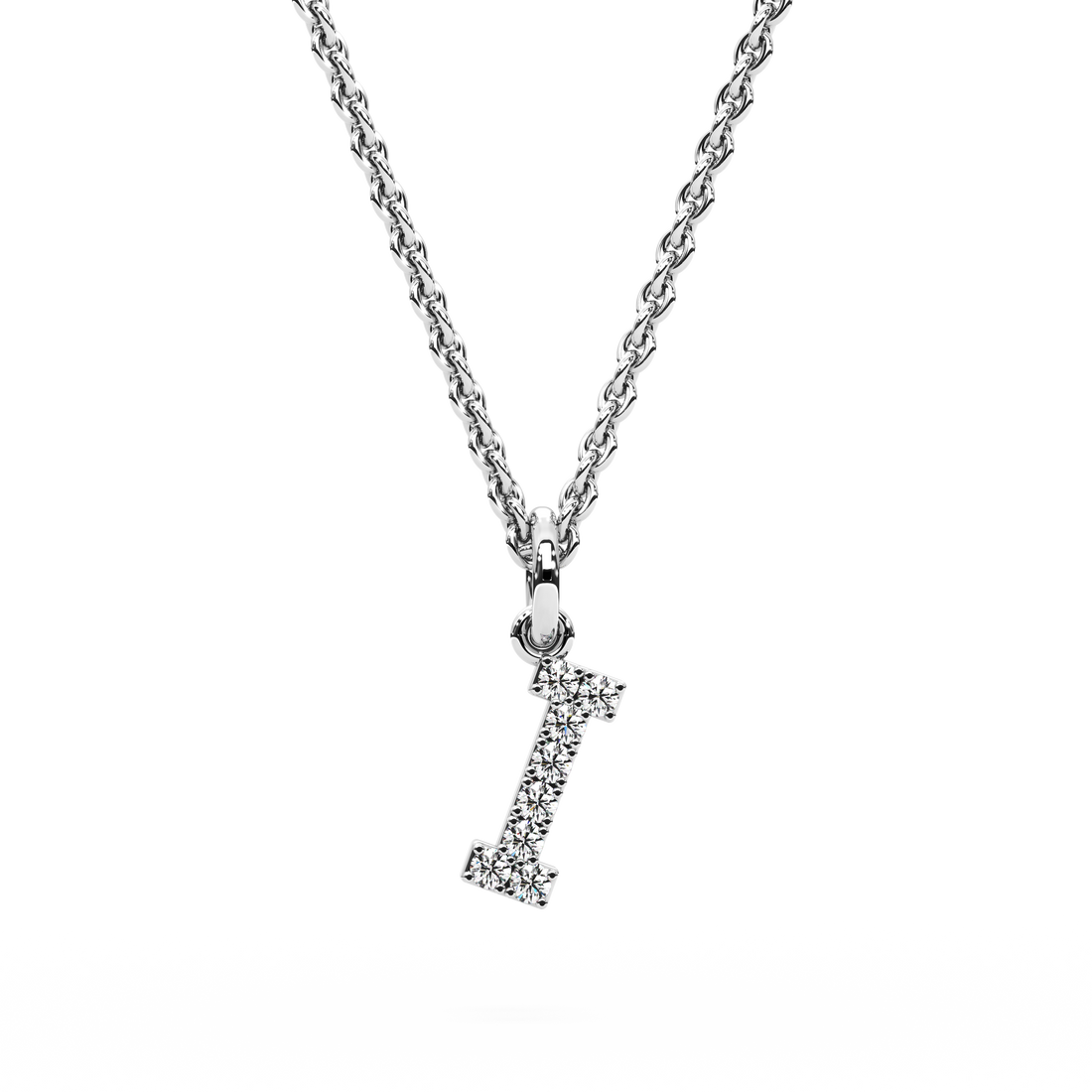 &quot;I&quot; Diamond Initial Pendant - 10mm