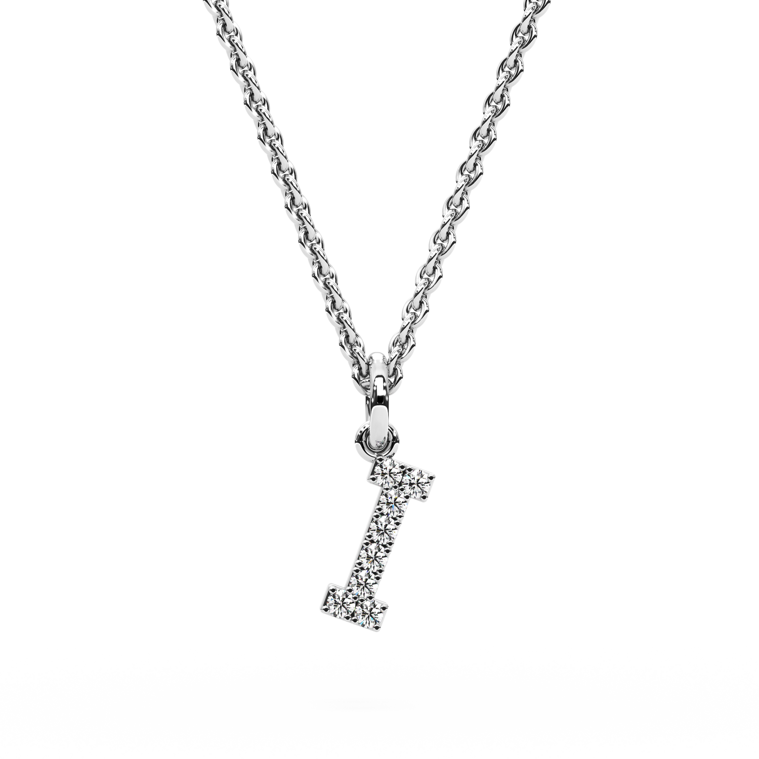 &quot;I&quot; Diamond Initial Pendant - 10mm