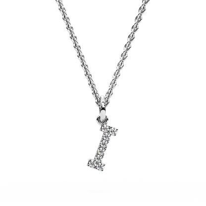 &quot;I&quot; Diamond Initial Pendant - 10mm