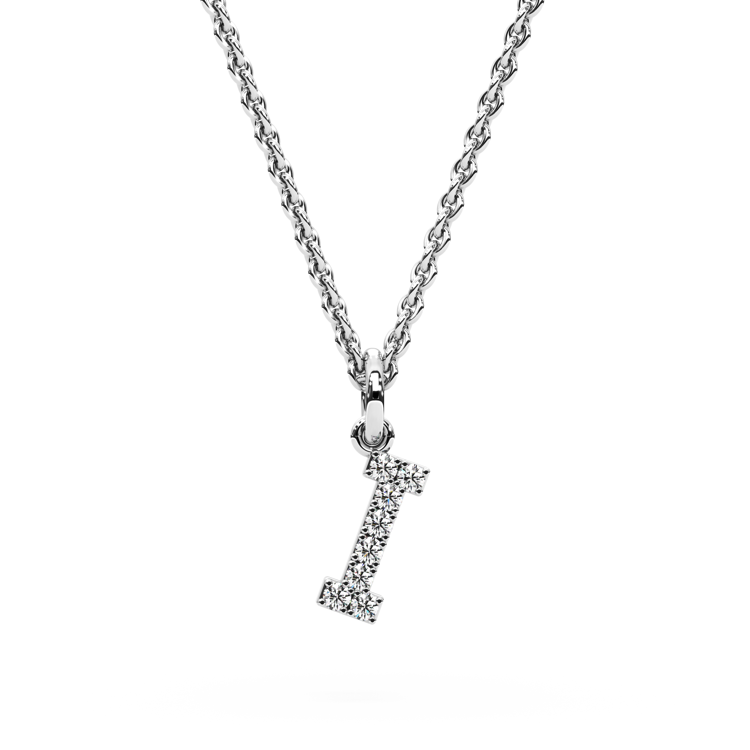 "I" Diamond Initial Pendant