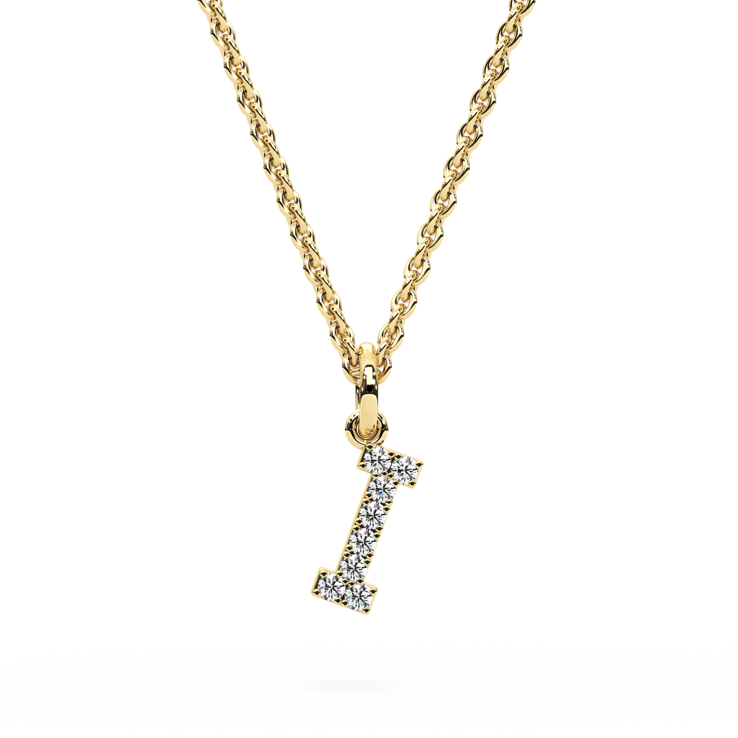 "I" Diamond Initial Pendant