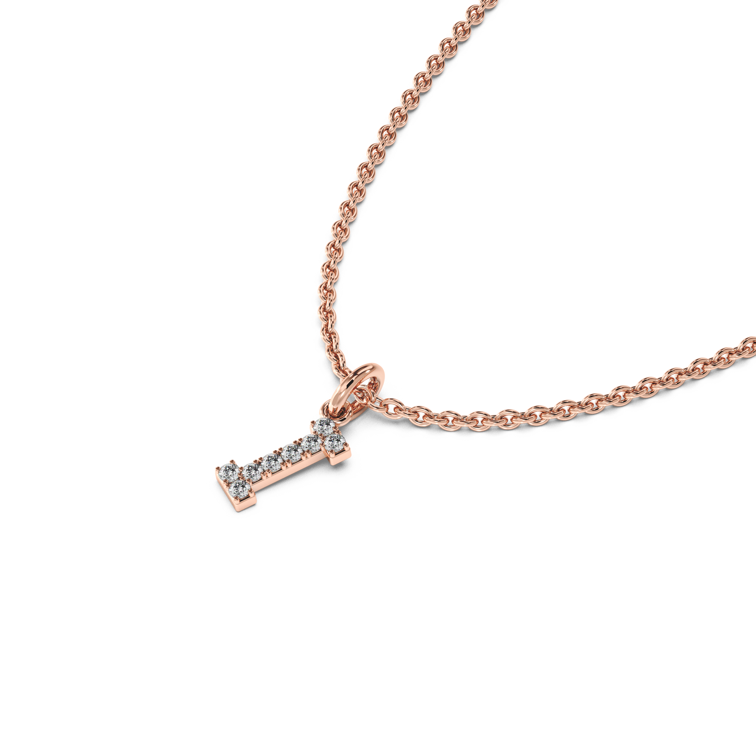 "I" Diamond Initial Pendant