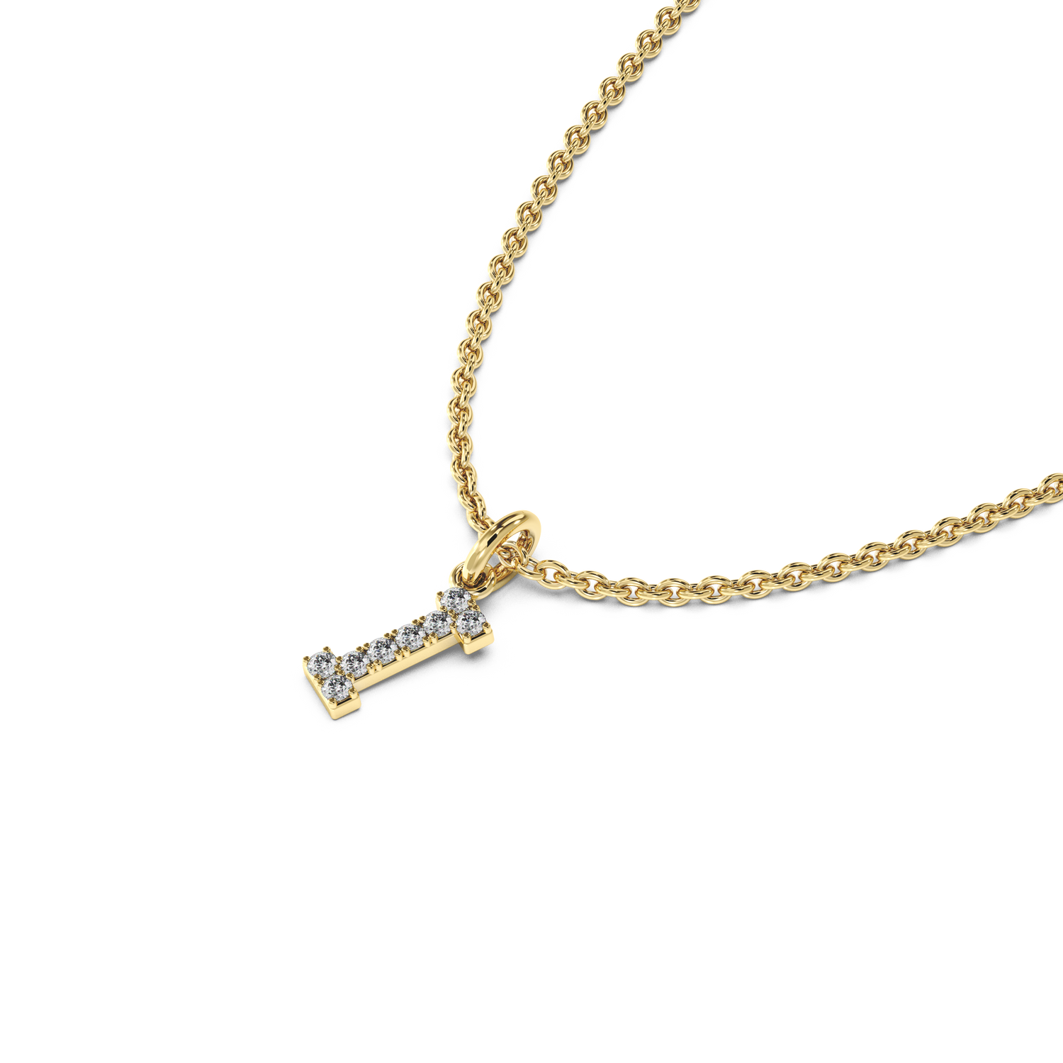 "I" Diamond Initial Pendant