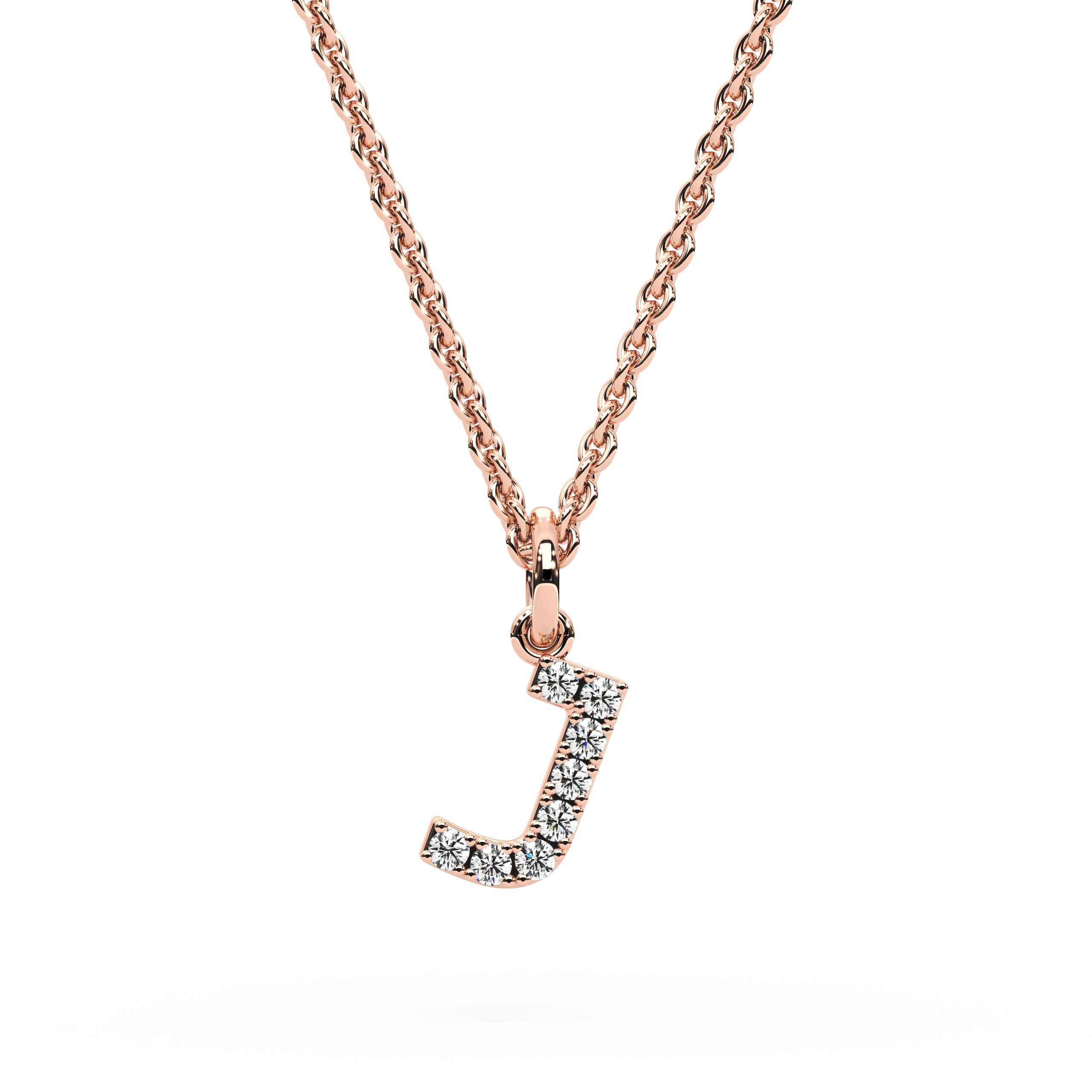 "J" Diamond Initial Pendant - 10mm