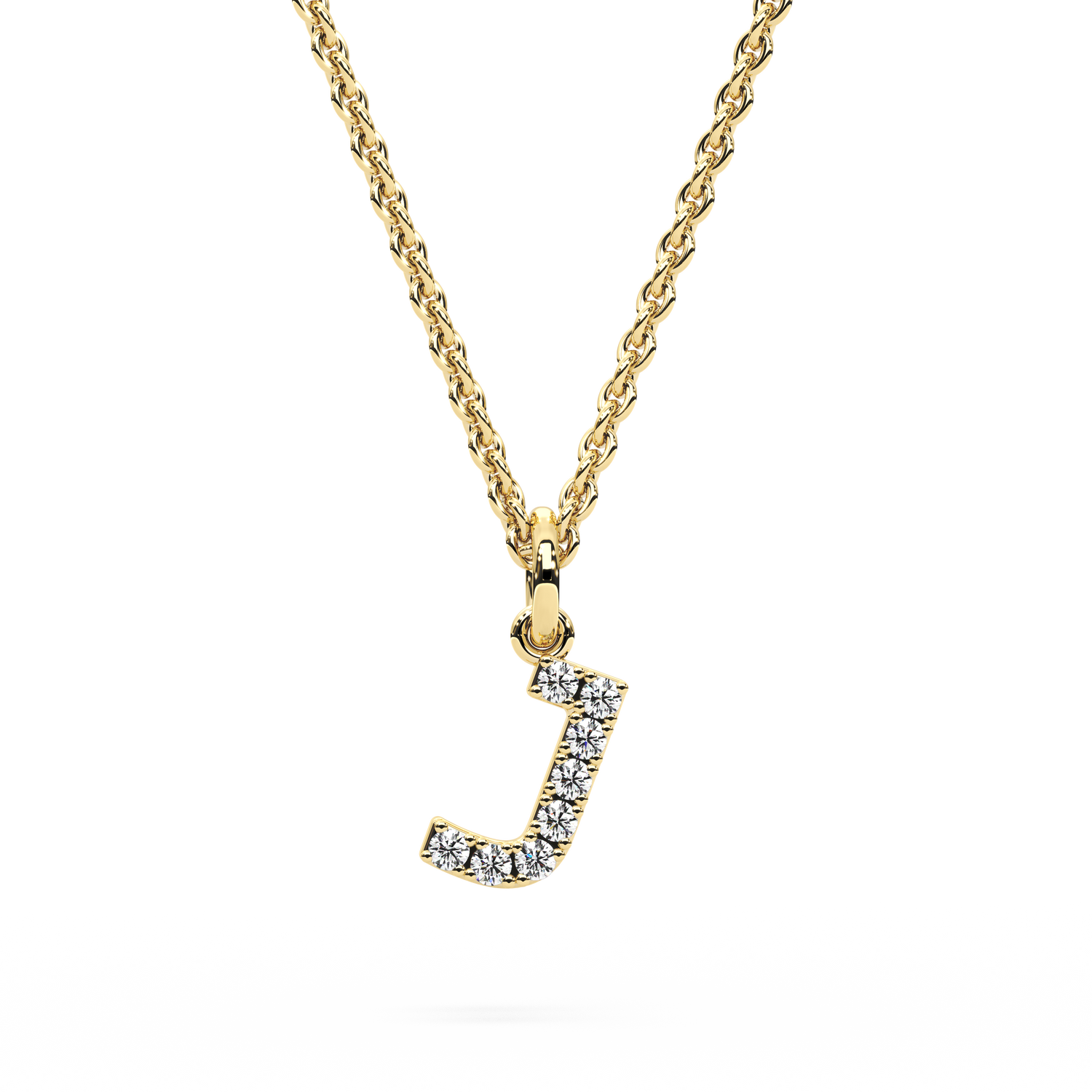 "J" Diamond Initial Pendant - 10mm