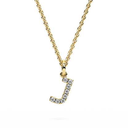 "J" Diamond Initial Pendant - 10mm
