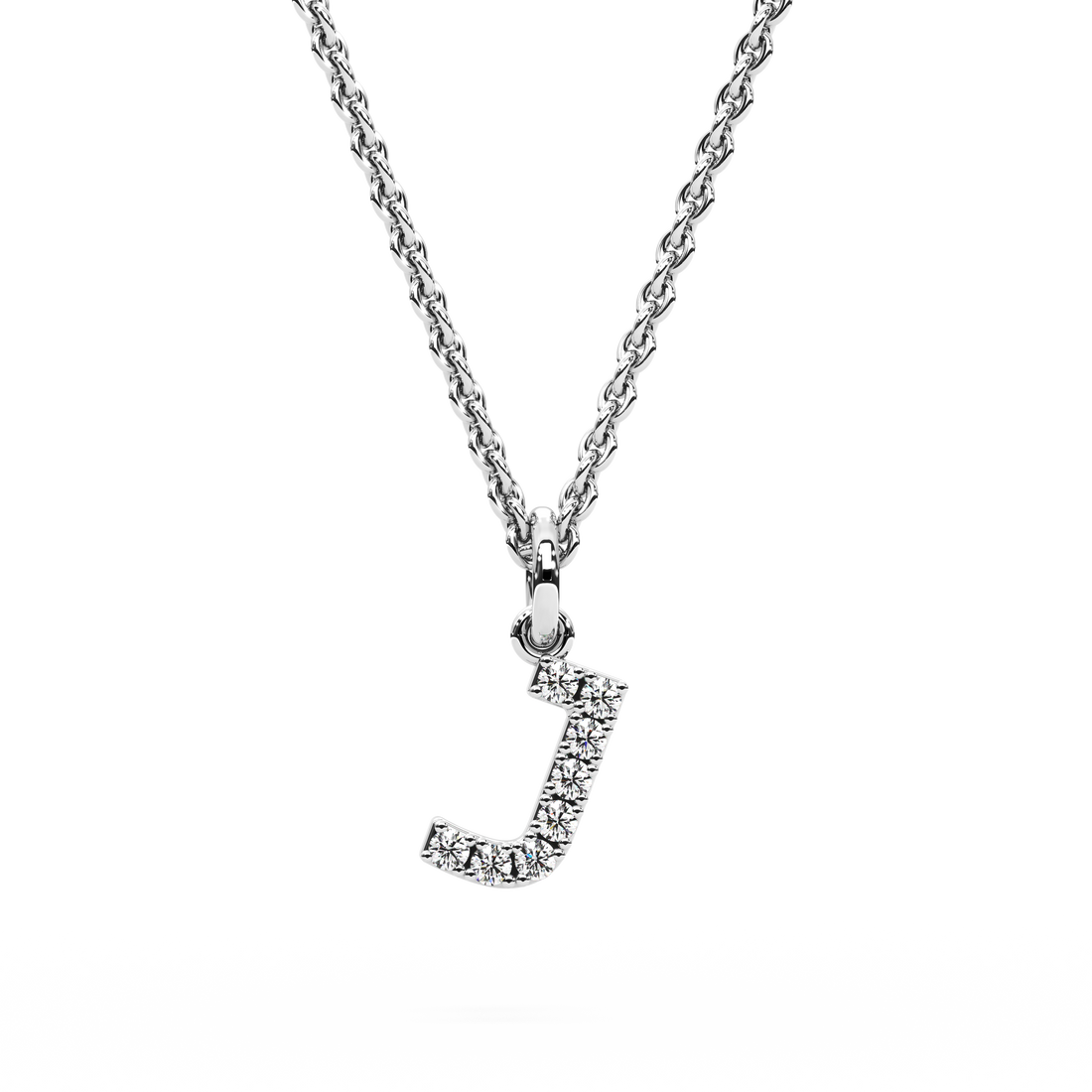 &quot;J&quot; Diamond Initial Pendant - 10mm