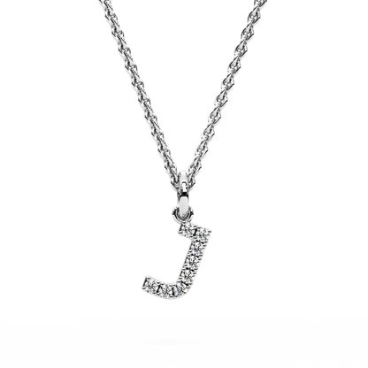 &quot;J&quot; Diamond Initial Pendant - 10mm
