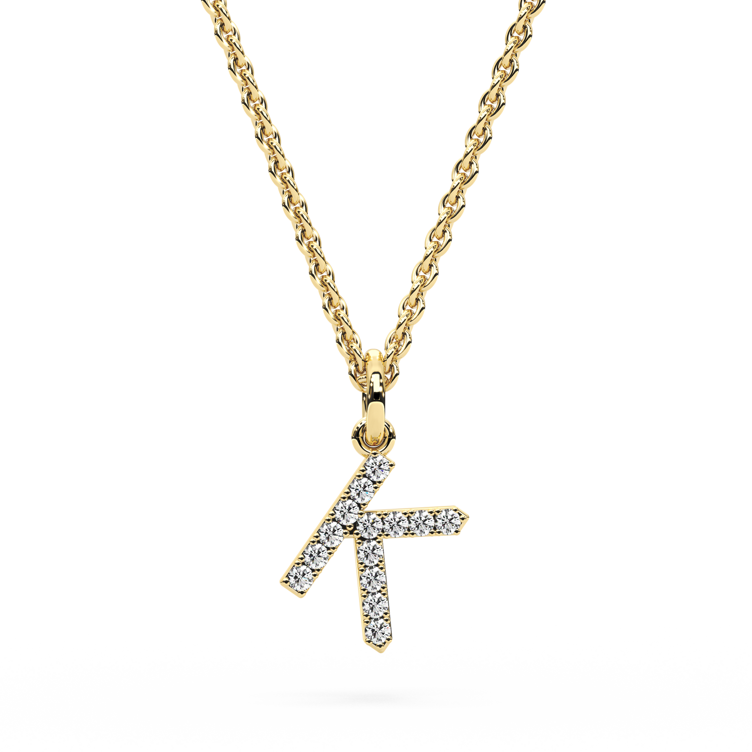 &quot;K&quot; Diamond Initial Pendant - 10mm