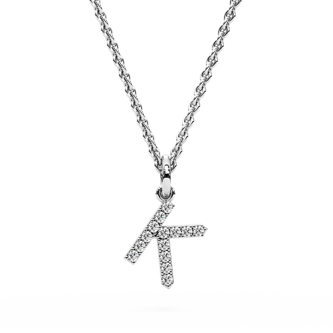 &quot;K&quot; Diamond Initial Pendant