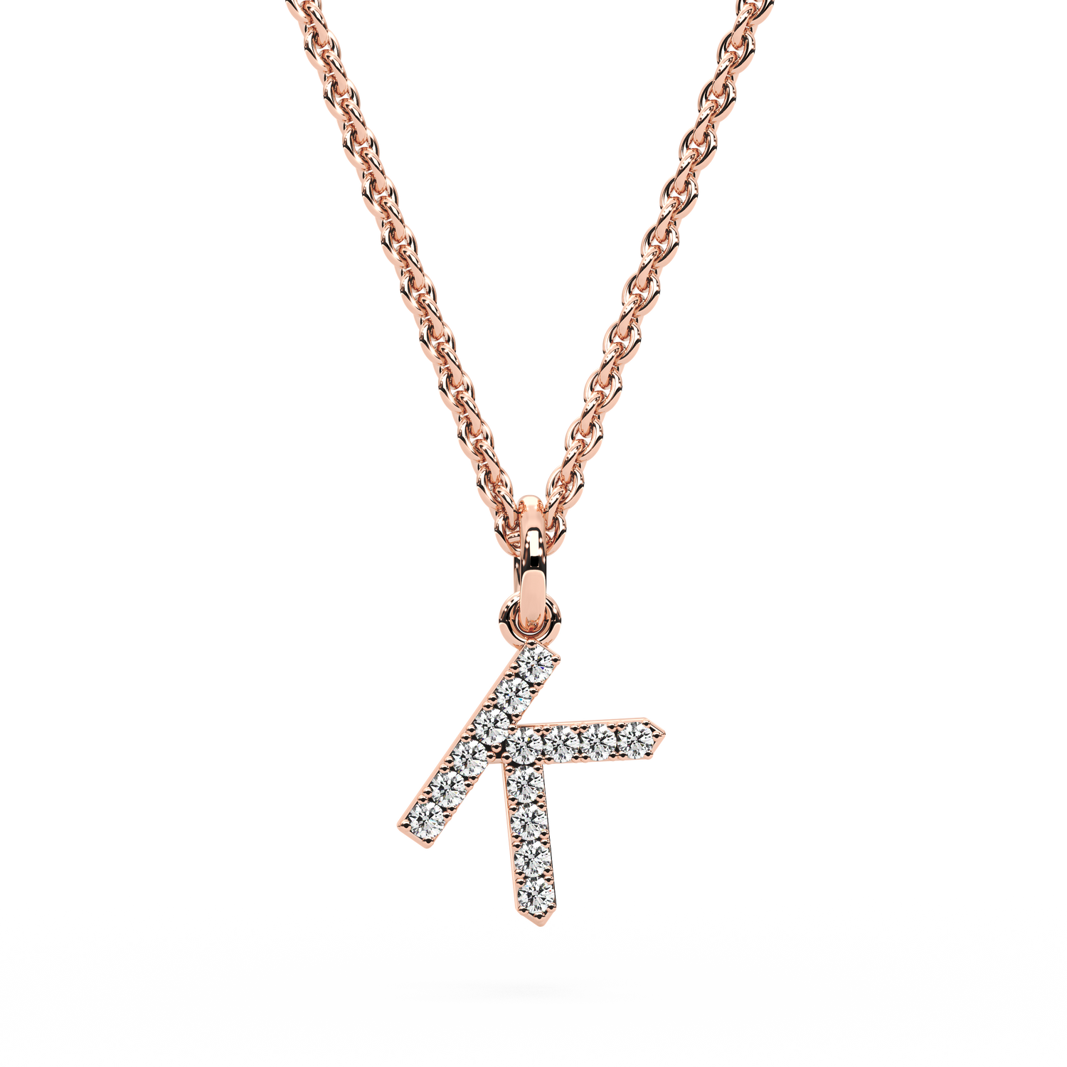 &quot;K&quot; Diamond Initial Pendant