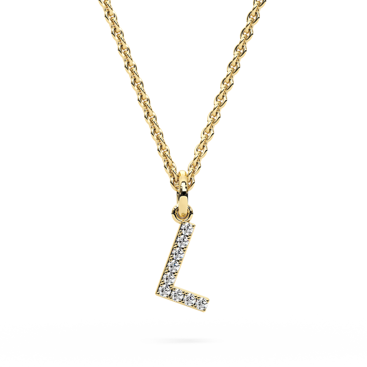 &quot;L&quot; Diamond Initial Pendant