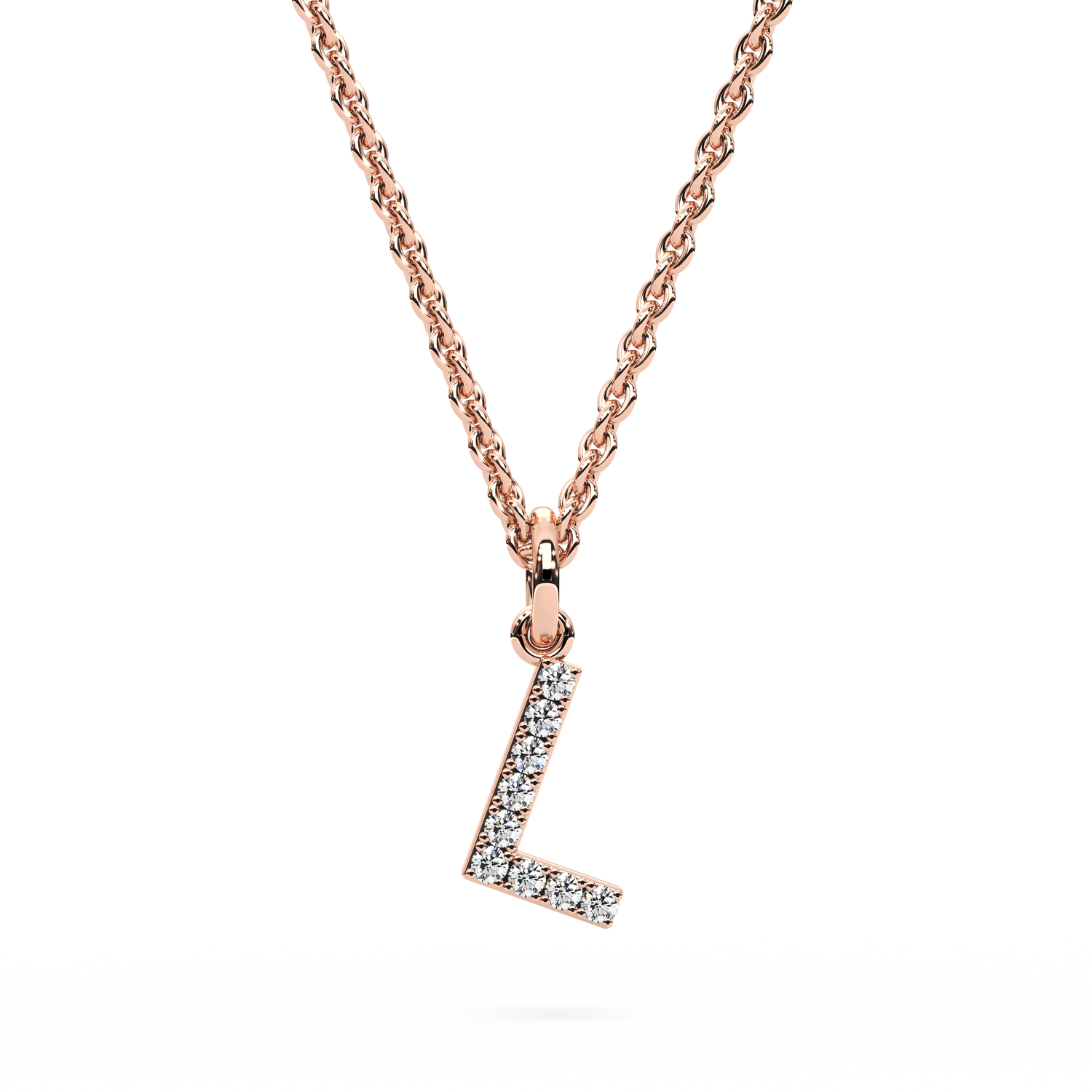 &quot;L&quot; Diamond Initial Pendant