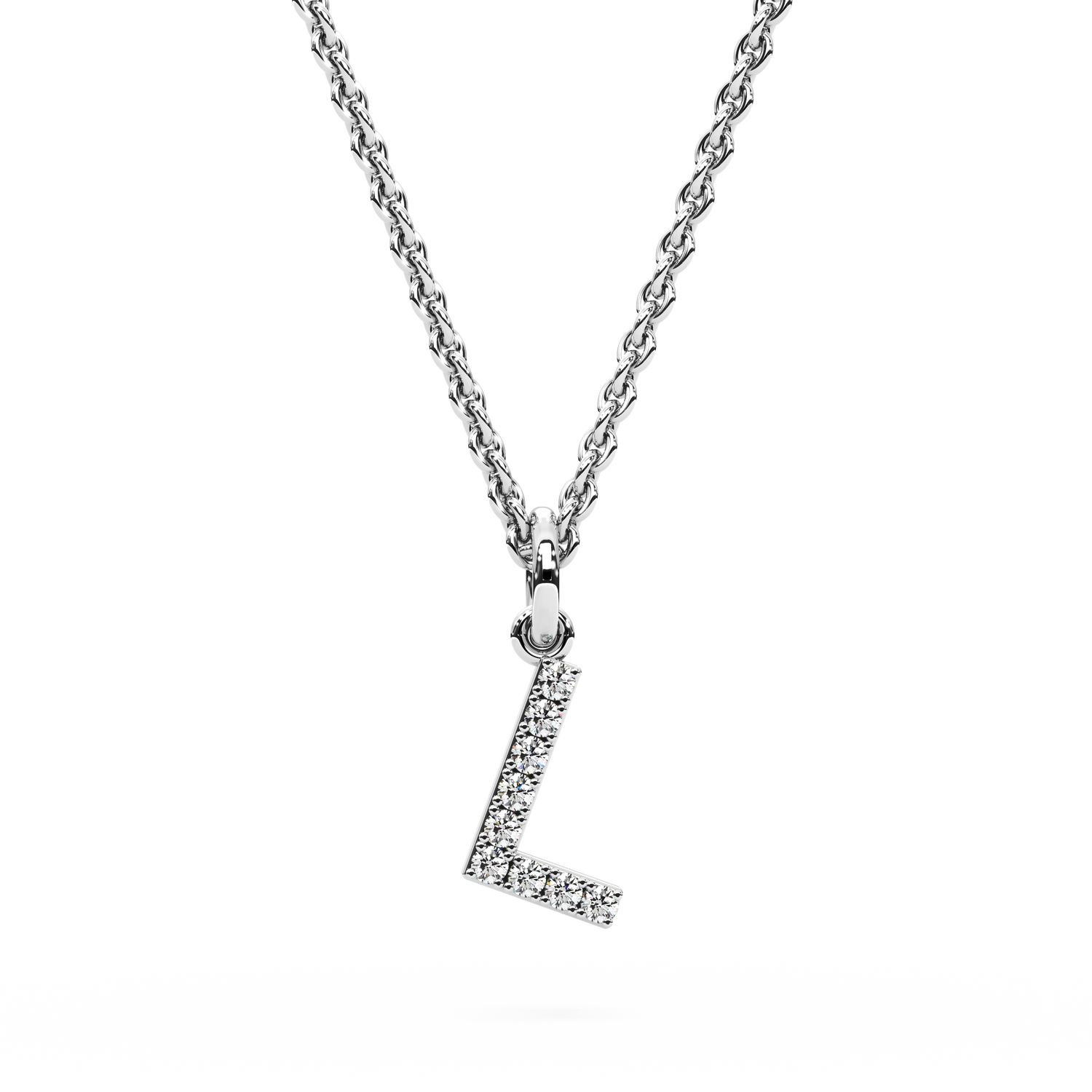 &quot;L&quot; Diamond Initial Pendant