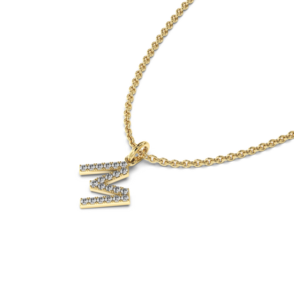 &quot;M&quot; Diamond Initial Pendant - 10mm