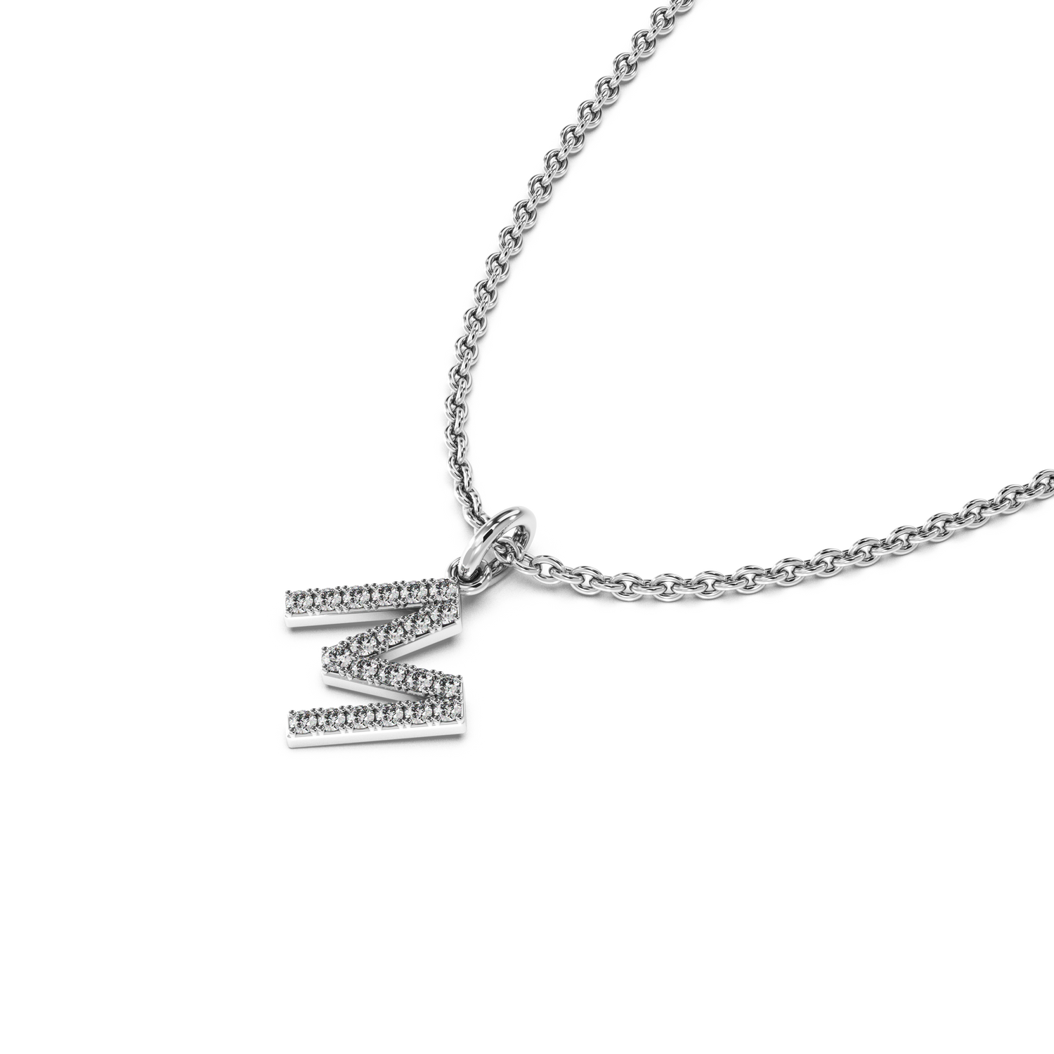 &quot;M&quot; Diamond Initial Pendant - 10mm